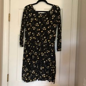 Black Floral Low Back Skater Dress